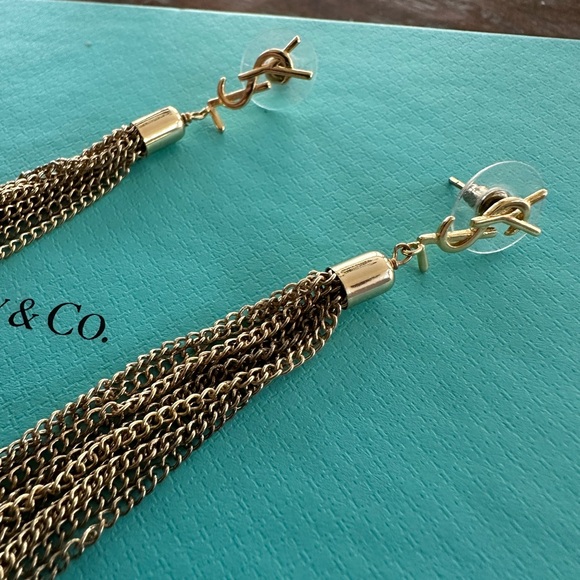 Saint LaurentYSL LouLou Chain Tassel Earrings — Gold Tone